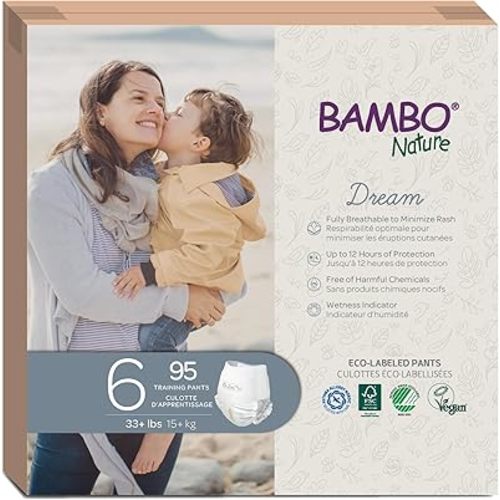 Bambo Nature Hypoallergenic Training Pants, Eco-Labelled Training Pants, Totally Chlorine-Free, Skin Friendly - Size 6 (95 Count)