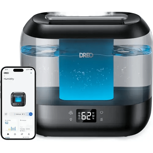 Dreo Smart Humidifiers for Bedroom, Top Fill 4L Supersized Humidifier Large Room with 28 dB, 36H Runtime, Touch/APP/Voice Control, Nightlight, Cool Mist Humidifiers for Baby, Plants, Indoor, Black