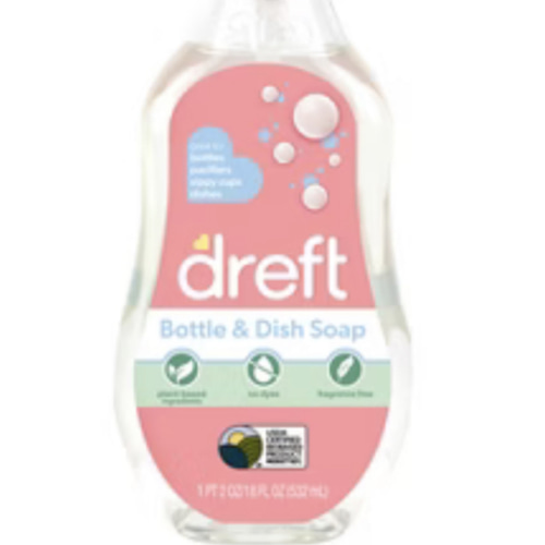 DREFT Bottle and Dish Soap | Made to Clean Baby Bottles, Sippy Cups, Pacifiers, Breast Pumps, & More | Gently Removes Milk Film & Odors | Plant Based, Fragrance Free Dish Soap | 18 Fl Oz (Pack of 3)