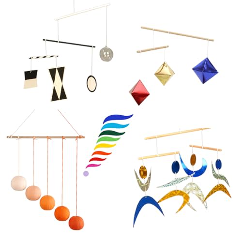 Montessori Baby Mobile  5-Piece Handmade Set (Munari, Gobbi, Dancer, Octahedron, Rainbow) | Nursery Dcor for Newborn Visual Stimulation