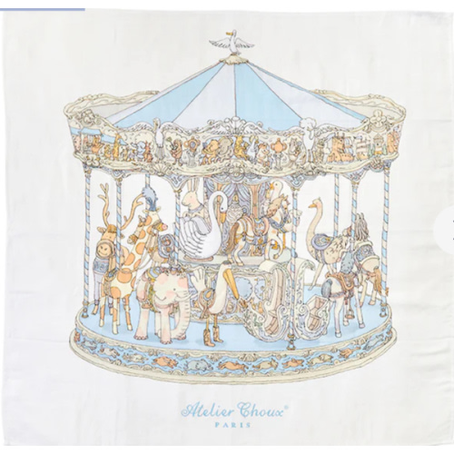 Atelier Choux Carré – Blue Carousel Swaddle | Caitlin Wilson