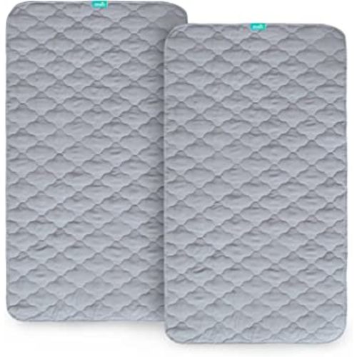 2 Pack Waterproof Crib Mattress Protector Pad 28" x 52",Anti Slip & Durable Waterproof Pad Mat for Baby Standard Crib/Bed Pads Grey