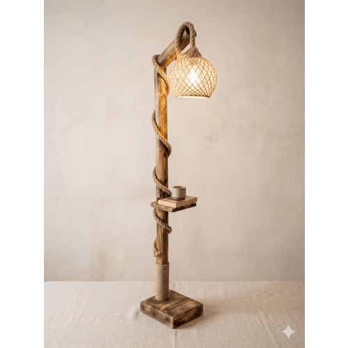 Rustic Wooden Floor Lamp