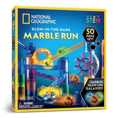 National Geographic Glow in the Dark Marble Run - 50pc: Educational Focus on Creative Thinking & Engineering, Grades 2-11