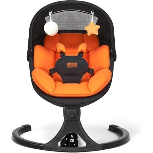 Baby Swings for Infants Remote/Touch 5-Speed Bluetooth 12 Melodies Orange