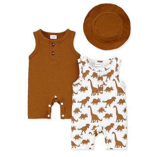 NZRVAWS Newborn Baby Boy Girl Clothes Unisex Infant Romper Pants Set Hat 4-Pack Outfits 0-12 Months 16 Pieces Toddler
