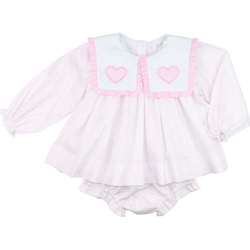 Pink Dot Pique Hearts Diaper Set