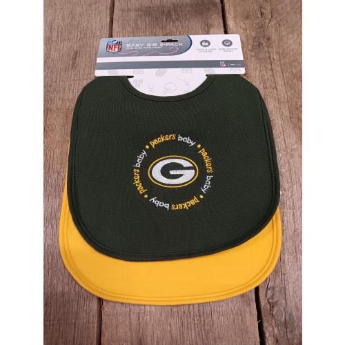Green Bay Packers Baby Bibs 2-Pack – Cotton Front, Velcro