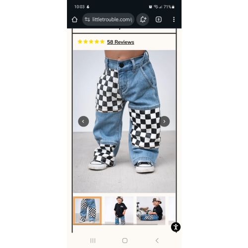 Checkered Patch Baggy Jeans