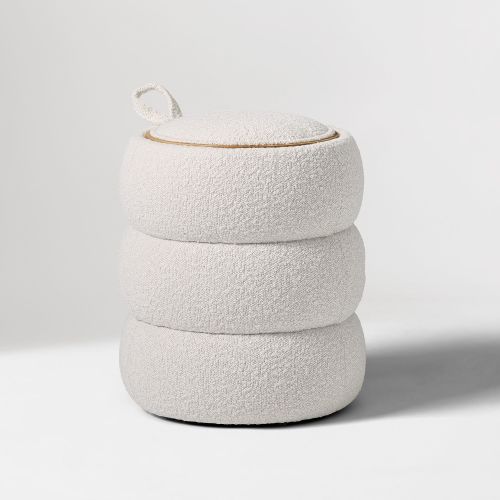 Lumi Storage Side Table Performance Chunky Boucle White Blonde