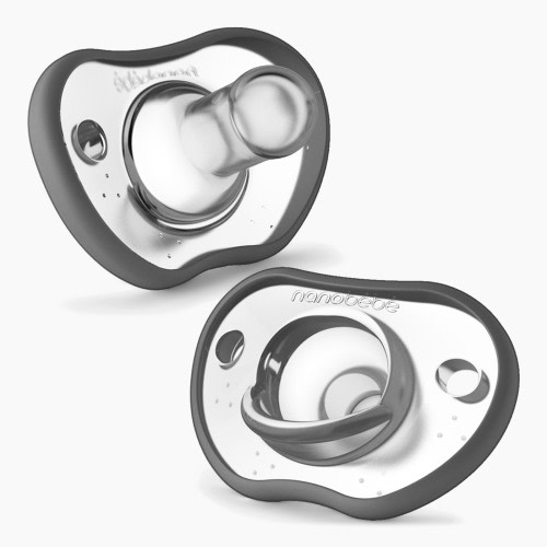 Nanobebe Flexy Pacifier (2 Pack) - Grey, 0-3 Months