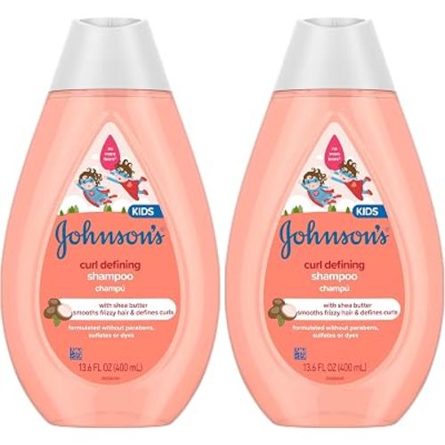 Johnson's Baby Shampoo, Curl-Defining, 13.6 fl. oz | Frizz Control | Tear-Free | Shea Butter | Pack of 2