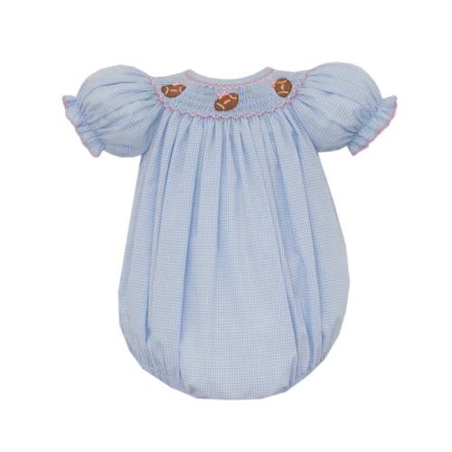 Born Childrens Boutique Football Girl Light Blue Gingham Short Bubble - 9M