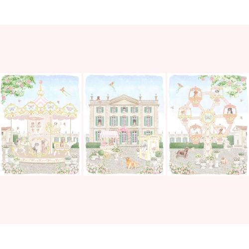 Parisian Nursery Art Print Set • Carousel, Ferris Wheel & Preppy Dogs