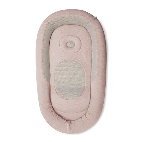 Inglesina Welcome Pod Baby Lounger, Delicate Pink - U.S. Compliant Infant Lounger for 0-8 Months - with Ergonomic Support for Supervised Tummy Time & Play - Breathable Bamboo & Cotton