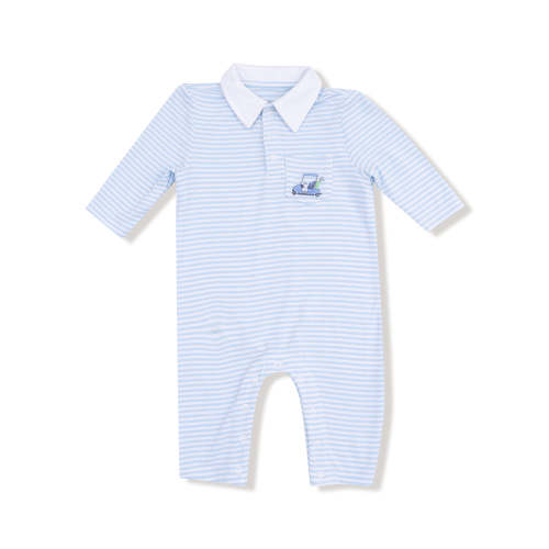 Polo Romper, Baby Golf Carts Blue Stripe