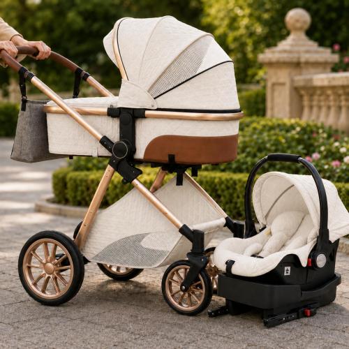 Luxury 3-in-1 Baby Stroller with Car Seat & Bassinet | Foldable Travel System