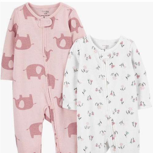 Simple Joys by Carter's Baby Girls' 2-way Zip Thermal Footed Sleep and Play, Pack of 2