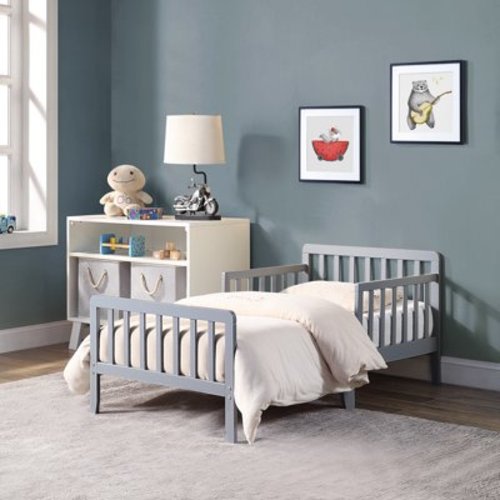 Olive & Opie Jax Toddler Bed, Light Gray Finish