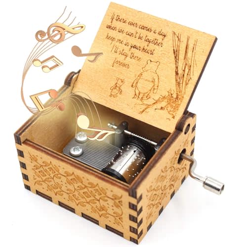 ukebobo Wooden Music Box - The Pooh Saying Music Box, Gift for Friend, Cousins, BFF, New Year's Gifts, 1 Set