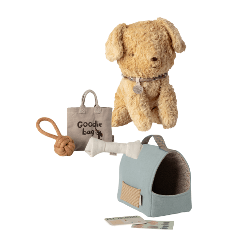 Puppy with Toys and Carrier, favorite companion