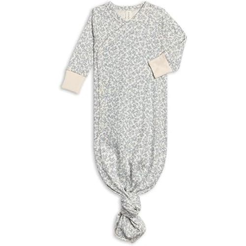 Colored Organics Baby 100% Organic Cotton Knotted Gown - Infant Indy Kimono Wrap Front Tie Knot with Mitten Cuffs
