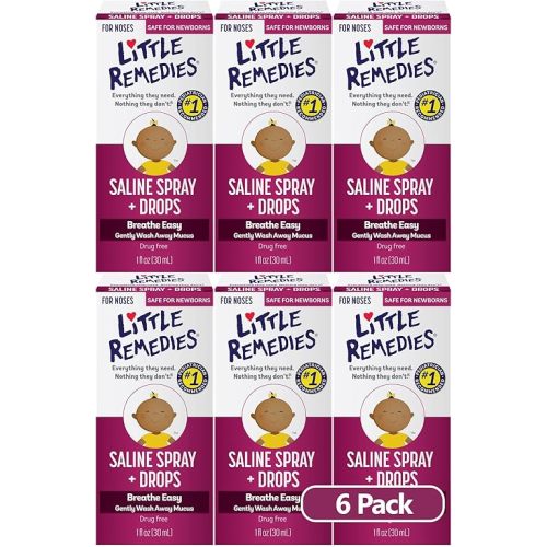Little Remedies Saline Spray and Drops | Safe for Newborns | 1 Fl Oz (Pack of 6)