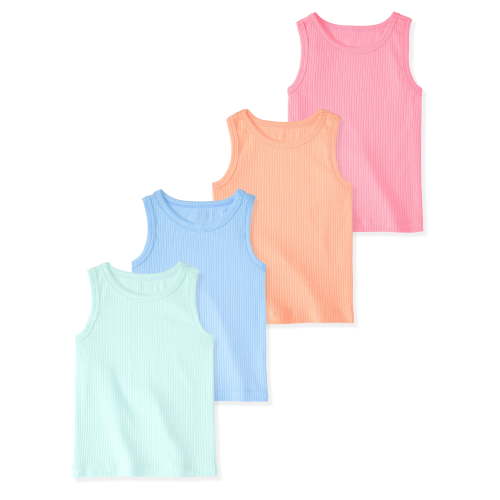 Garanimals Newborn Baby Girl Cotton Solid Tank Tops, 4‑Pack, 0–12M