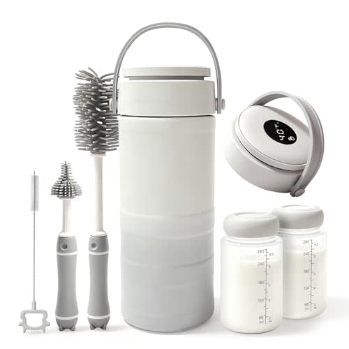 Portable Breast Milk Cooler – HOKORIIKU 22oz Breastmilk Chiller with Temp Display, 360° Total Cooling Keeps Fresh 24H, Large-Capacity for Travel/Outdoor, Set Includes + Brush 2 Milk Bottles
