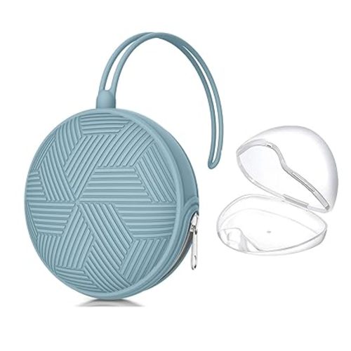 Smlpuame Pacifier Holder Case,BPA Free Portable Pacifier Storage Container,Silicone Baby Pacifier Cover Pouch for Diaper Bag Stroller,Travel Outdoor Activities,Easy to Clean(Blue)