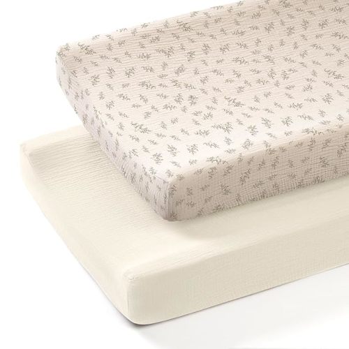lulumoon Muslin Changing Pad Covers: Baby Cotton Changing Table Covers - Soft Changing Pad Sheets for Boys Girls