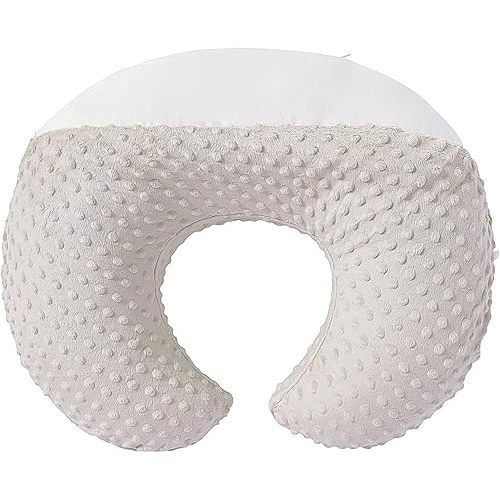Nursing Pillow and Positioner Breastfeeding and Bottle Feeding, Propping Baby, Tummy Time, Sitting Support for Baby Boy Baby Girl, with Removable Dots Cover (Sand, 22 X 17.7 X 5.9 Inch)