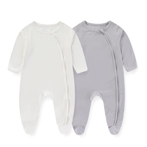 JELYLOVE Unisex Rayon Made from Bamboo Solid Baby Boy Girl Footies Romper Infant Jumpsuit Comfort New born Outfit