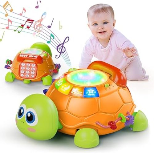 Baby Toys 6 to 12 Months, Crawling Turtle Musical Toys Gift for 1 2 Year