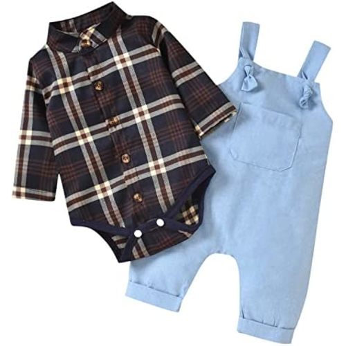 Unutiylo Baby Boys Clothes for Gentleman Outfits,Toddler Overalls Baby Suspender Pants and Bodysuit Romper