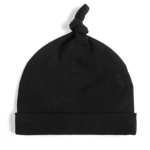 Mightly Baby Fair Trade Organic Cotton Baby Beanie (Black, 0-6 Months)