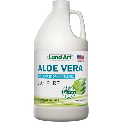 Land Art - Organic Aloe Vera Drinkable Gel for Heartburn & Acid Reflux Relief - 99.7% Pure - Cold-Processed - Improves Digestive Health - Soothing and Natural - Vegan & Gluten-Free - 64 fl oz