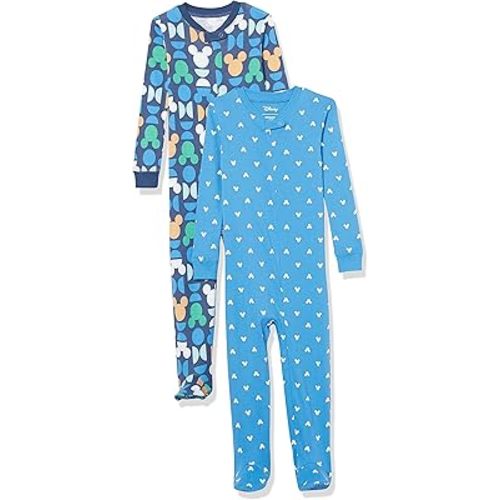 Amazon Essentials Disney | Marvel | Star Wars Unisex Babies, Toddlers and Kids' Footed Sleepers, Zip Up Pajamas, Multipacks