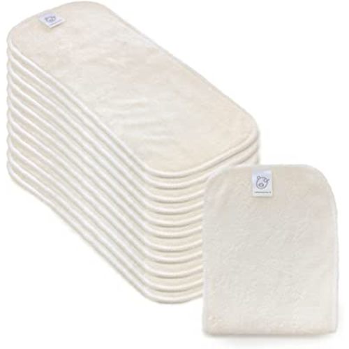 LA PETITE OURSE Bamboo Cloth Diaper Inserts, 4 Layers of Ultra Absorbent Bamboo, Reusable Inserts for Cloth Diapers, CPSIA Certified - Pack of 12