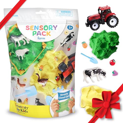 Creativity for Kids Sensory Pack: Farm, Sensory Toys for Toddlers, Pretend Play Farm Animals for Kids, Toddler Travel Toys and Activities (Ages 3+)