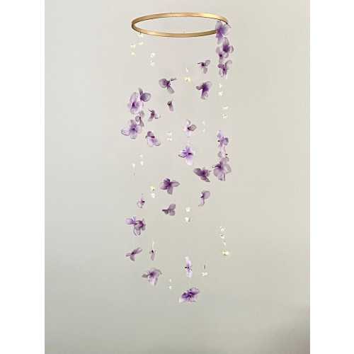 Flower mobile, butterfly baby mobile, purple flower mobile, lavender floral baby mobile, baby girl nursery, floral nursery, girl nursery