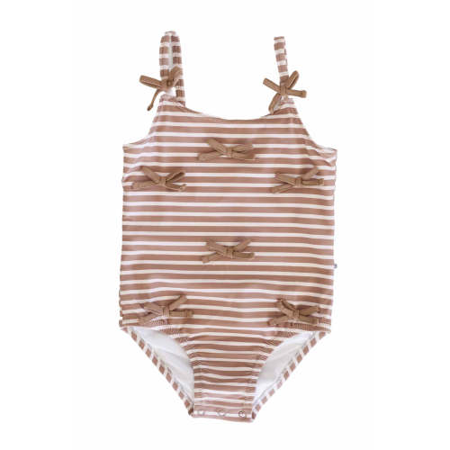 Tiny Bows One Piece in Sandy Stripes | Caden Lane