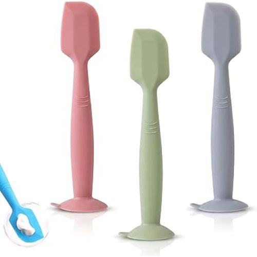 babove Baby Diaper Cream Spatula Applicator 3 Pack Butt Paste Spatula Soft Silicone,Diaper Rash Cream Applicator, Baby Essentials Must Haves Newborn Stuff (Red Green Grey)