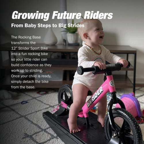 Strider Sport 2-in-1 Rocking Bike Pink - Helps Teach Baby How to Ride a Balance Bicycle - for Kids 6 Months to 4 Years - Easy Assembly & Tool-Free Adjustments