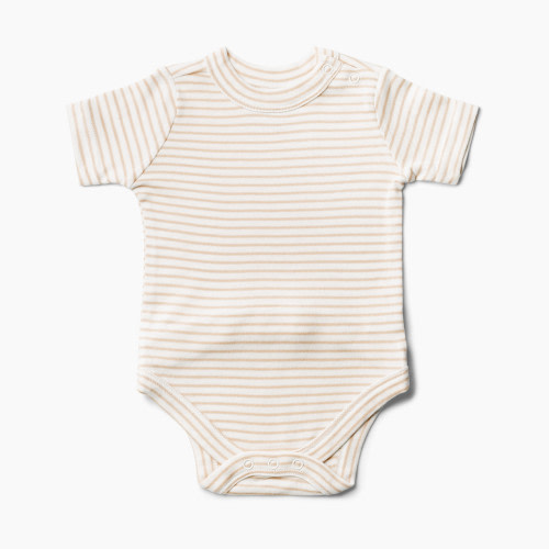Goumikids Organic Cotton Short Sleeved Bodysuit - Dune Stripe, 0-3M