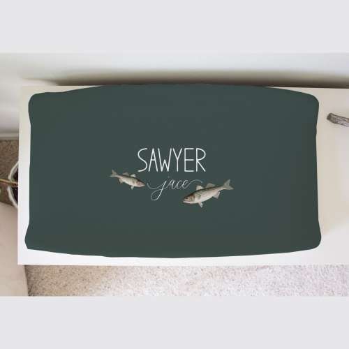 Personalized Baby Changing Pad Cover: Fish Nursery Decor, Bass Fishing Theme
