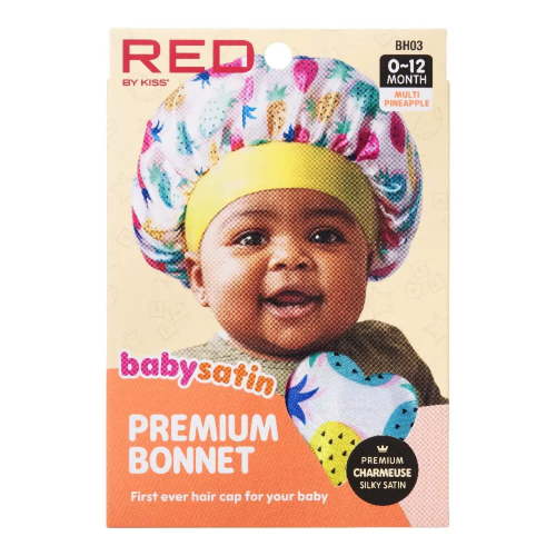 Red by Kiss Baby Satin Bonnet Sleep Caps Hair Wraps Hair Bonnet (Multi Pineapple)