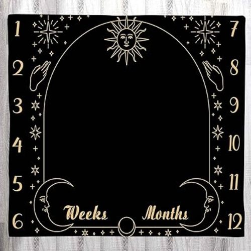 Baby Monthly Milestone Blanket, Floral Wreath Process, Polyester Fiber, Swaddle, Nursery Swaddling Blankets, White, 48x40 Inch