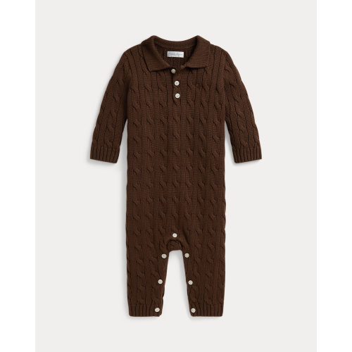 Cable-Knit Cotton Polo Coverall