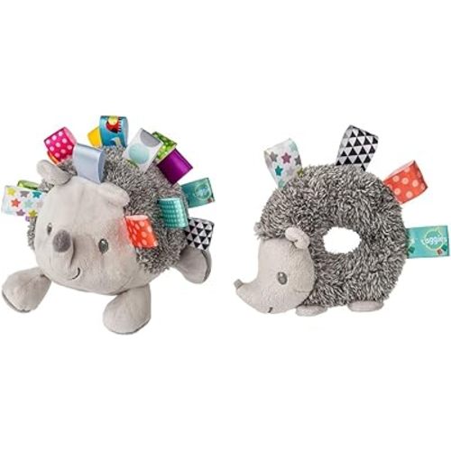 Mary Meyer 8-Inch Heather Hedgehog Soft Toy and Heather Hedgehog Baby Rattle Taggies Bundle
